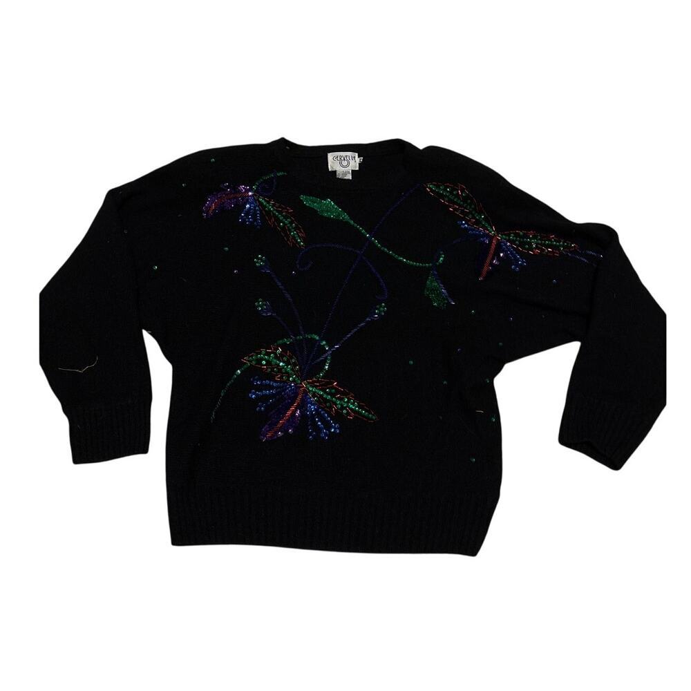 Vintage Cervelle Lambswool Angora Embroidered Sweater